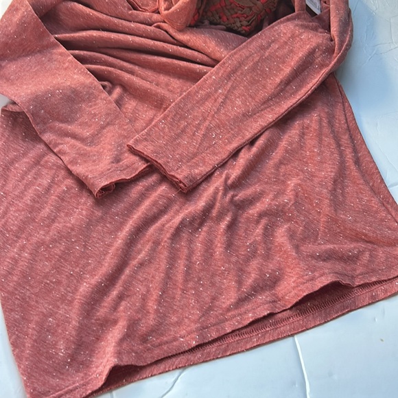 Free people crochet dress asymmetrical hem long sleeve Orange S - Picture 2 of 3